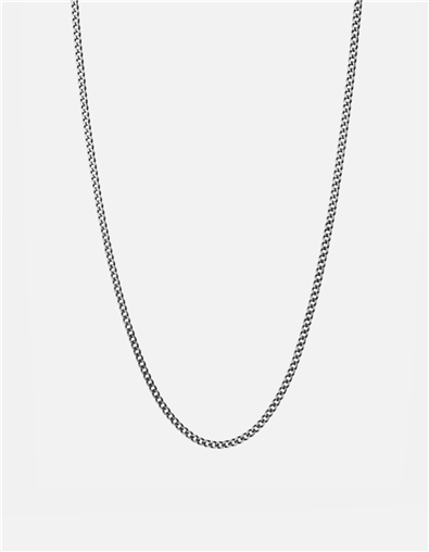 3mm Silver Cuban Chain Necklace Men's