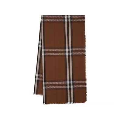 Burberry Wool Silk Monogram Check Scarf
