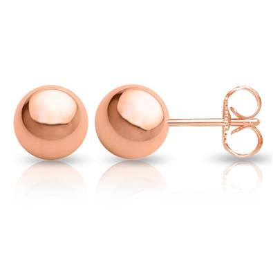 14K Rose Gold 6MM Ball Earrings