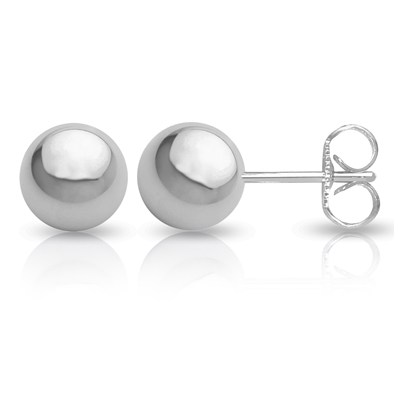 14K White Gold 4MM Ball Earrings