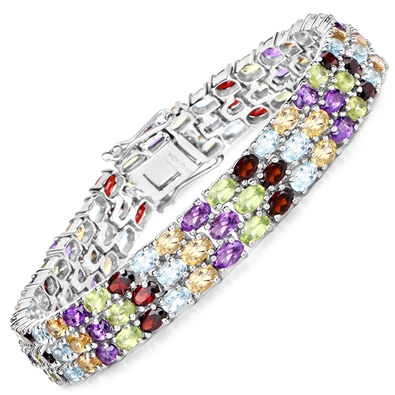 Multi Stone Three Row Bracelet