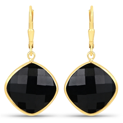 Black Briolite Onyx Earrings