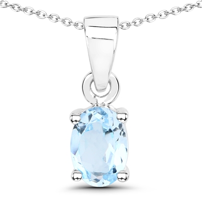 Blue Topaz Oval Pendant with chain