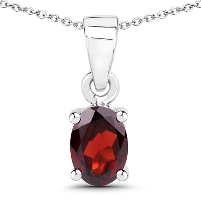 Garnet Oval Pendant with chain