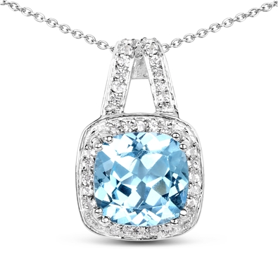 Blue & White Tpz Pndnt w chain