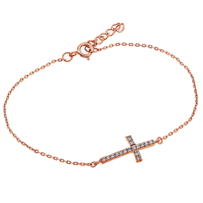 Sideways Cross CZ Bracelet