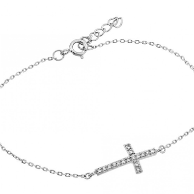 Sideways Cross CZ Bracelet