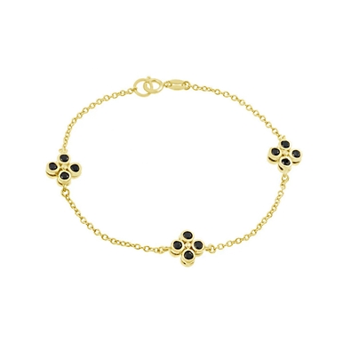 Three Clover Black CZ Inlay Bracelet