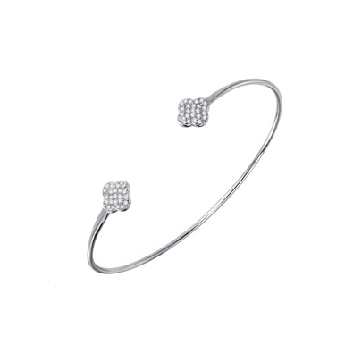 CZ Clover Shaped Cuff Bracelet