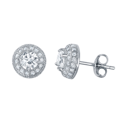 Clear CZ Dome Stud Earrings