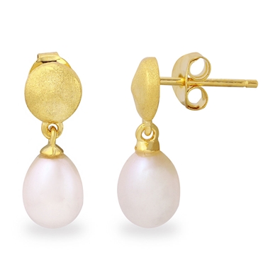 Disc with Hanging Pearl Earrings