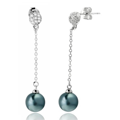 Half Ball CZ & Pearl Earrings