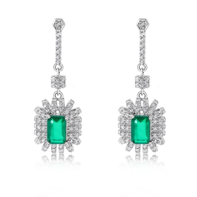 Dangling Green CZ Stud Earrings