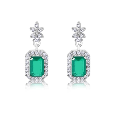 Dangling Green CZ Stud Earrings
