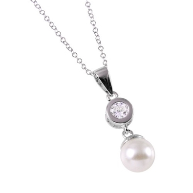CZ & Synthetic Pearl Neckalace