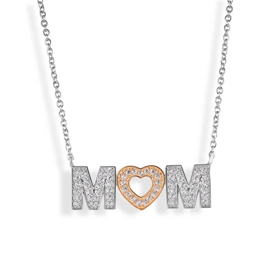 CZ MOM with Heart Necklace