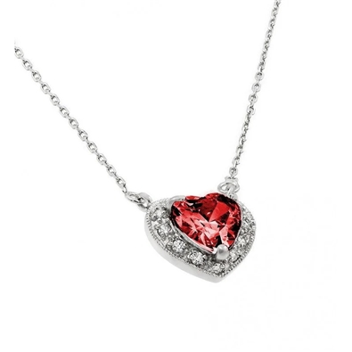 CZ Heart Birthstone Necklace