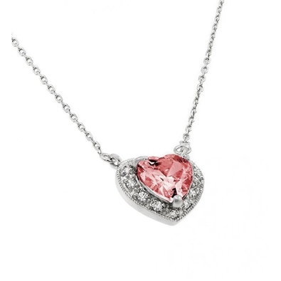 CZ Heart Birthstone Necklace