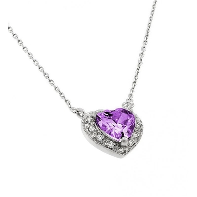 CZ Heart Birthstone Necklace