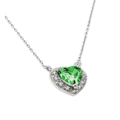 CZ Heart Birthstone Necklace