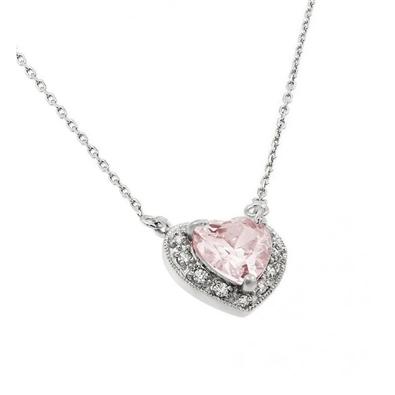 CZ Heart Birthstone Necklace
