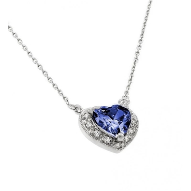 CZ Heart Birthstone Necklace