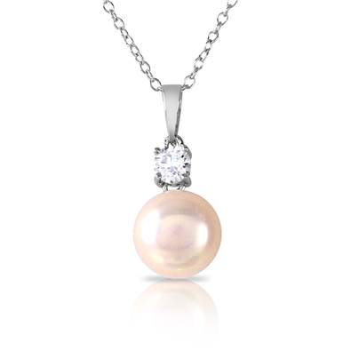 CZ & Danglng Pearl Necklace