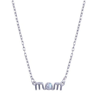 Mom Clear CZ Necklace