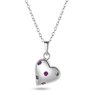 Multi Color CZ Heart Necklace