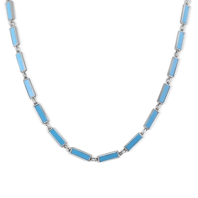 Light Blue Turquoise Bar Link Necklace