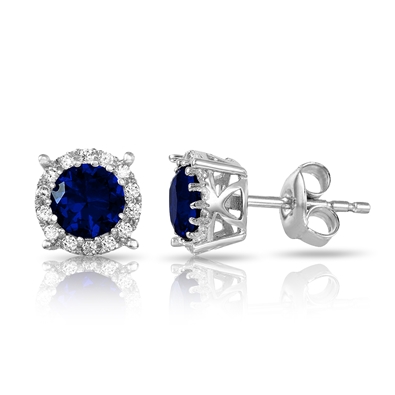 Halo Studs with Blue CZ Stone
