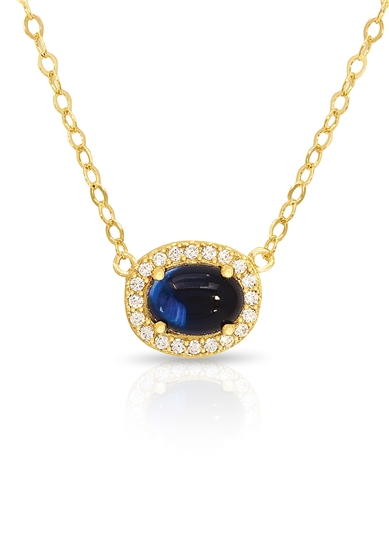 Oval CZ Pndnt Blue Cntr Stone