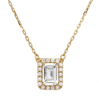 Square Halo CZ Pendant w chain