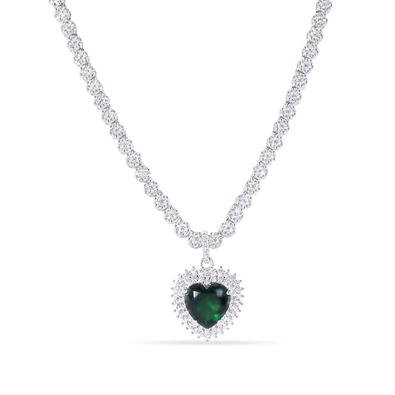 Heart Green CZ Necklace