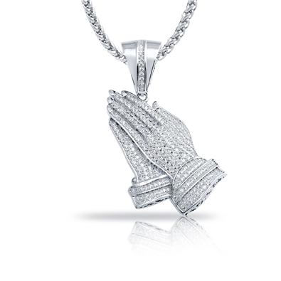 Mens CZ Pray Hnds Pndnt chain