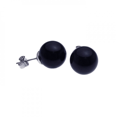 Black Pearl CZ Stud Earrings