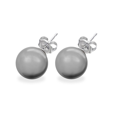 Gray Pearl CZ Stud Earrings