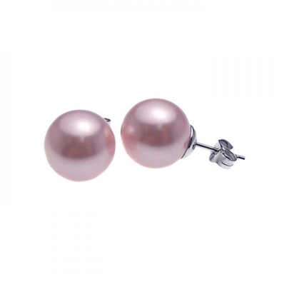 Pink Pearl Stud Earrings