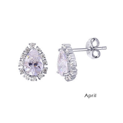 Teardrop CZ Birth Stone Earrings