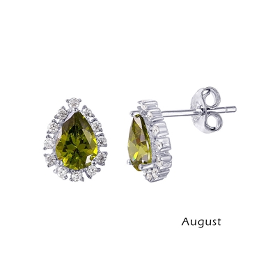 Teardrop CZ Birth Stone Earrings