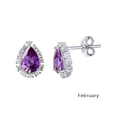 Teardrop CZ Birth Stone Earrings