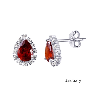 Teardrop CZ Birth Stone Earrings
