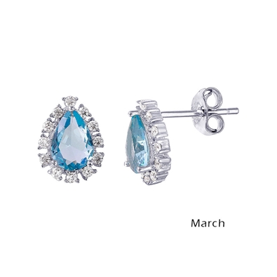 Teardrop CZ Birth Stone Earrings