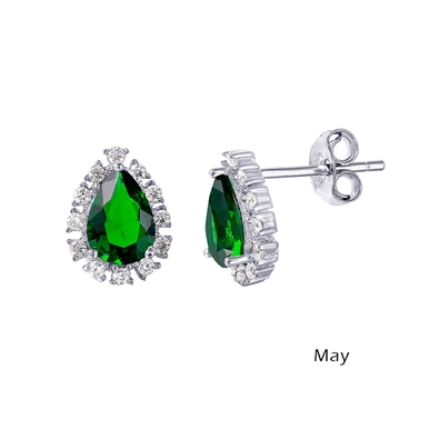 Teardrop CZ Birthstn Earrings