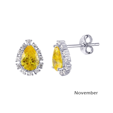 Teardrop CZ Birth Stone Earrings