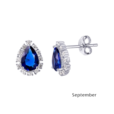 Teardrop CZ Birth Stone Earrings