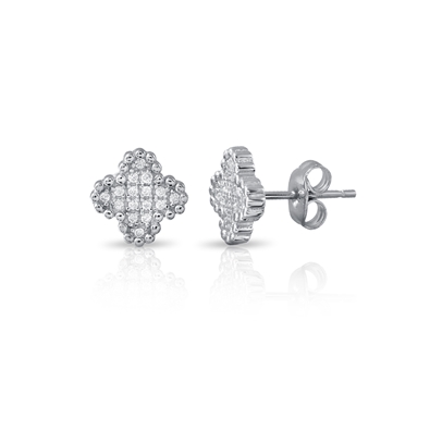 Clover CZ Stud Earrings