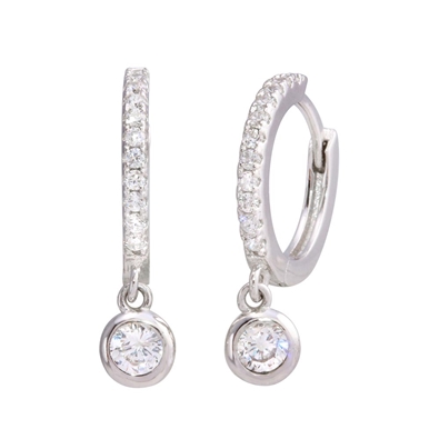 Dangling Cz Huggie Earrings
