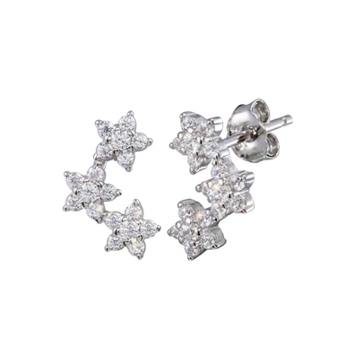 3 Flower CZ Stud Earrings