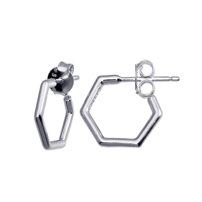 Hexagon Semi Hoop Earring